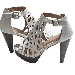 Top Moda Geometric Cutout Elegance Open Toe Ankle Buckle High Heel Sandals